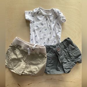 Bundle of Onesie and 2 Shorts